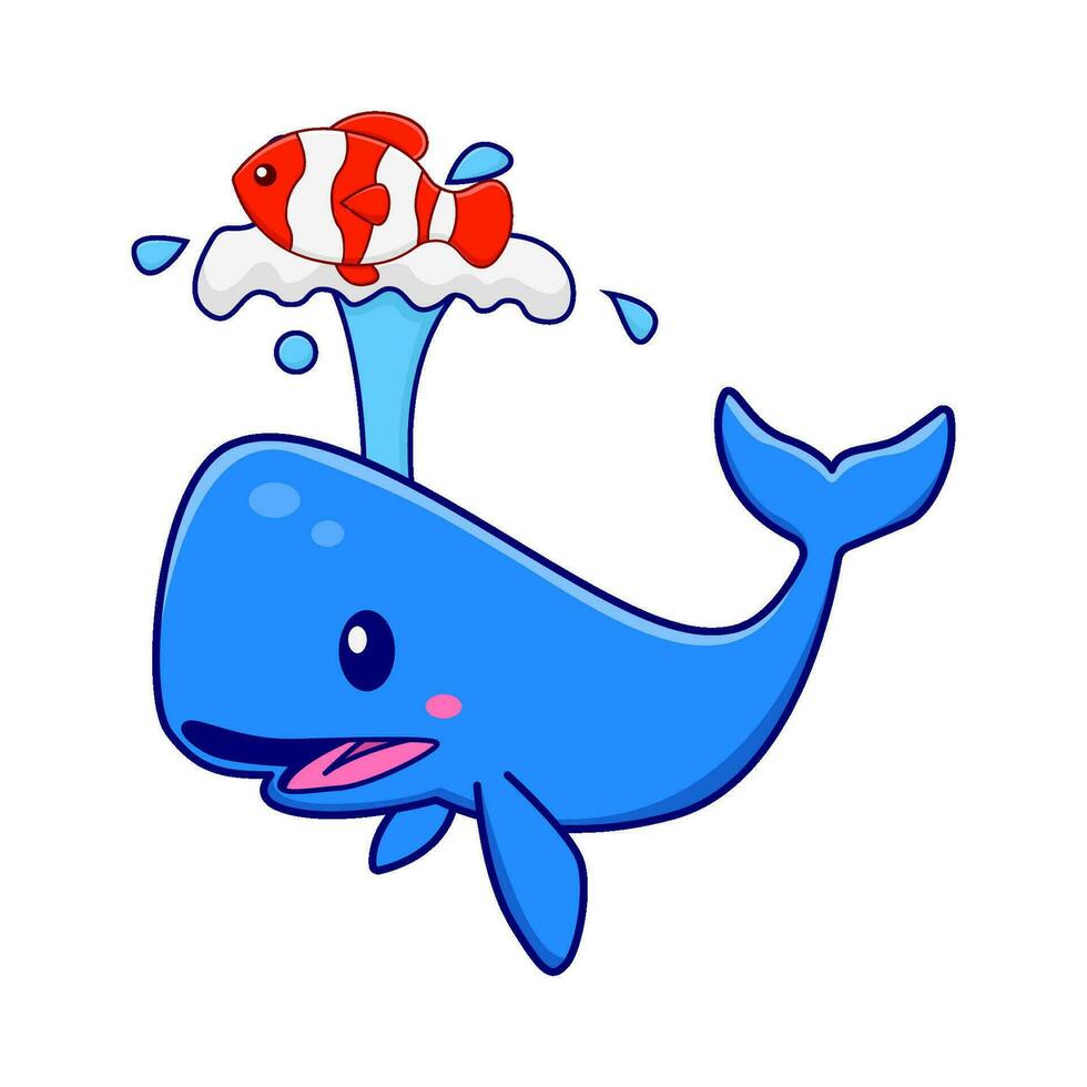 whale with fish illustration vector