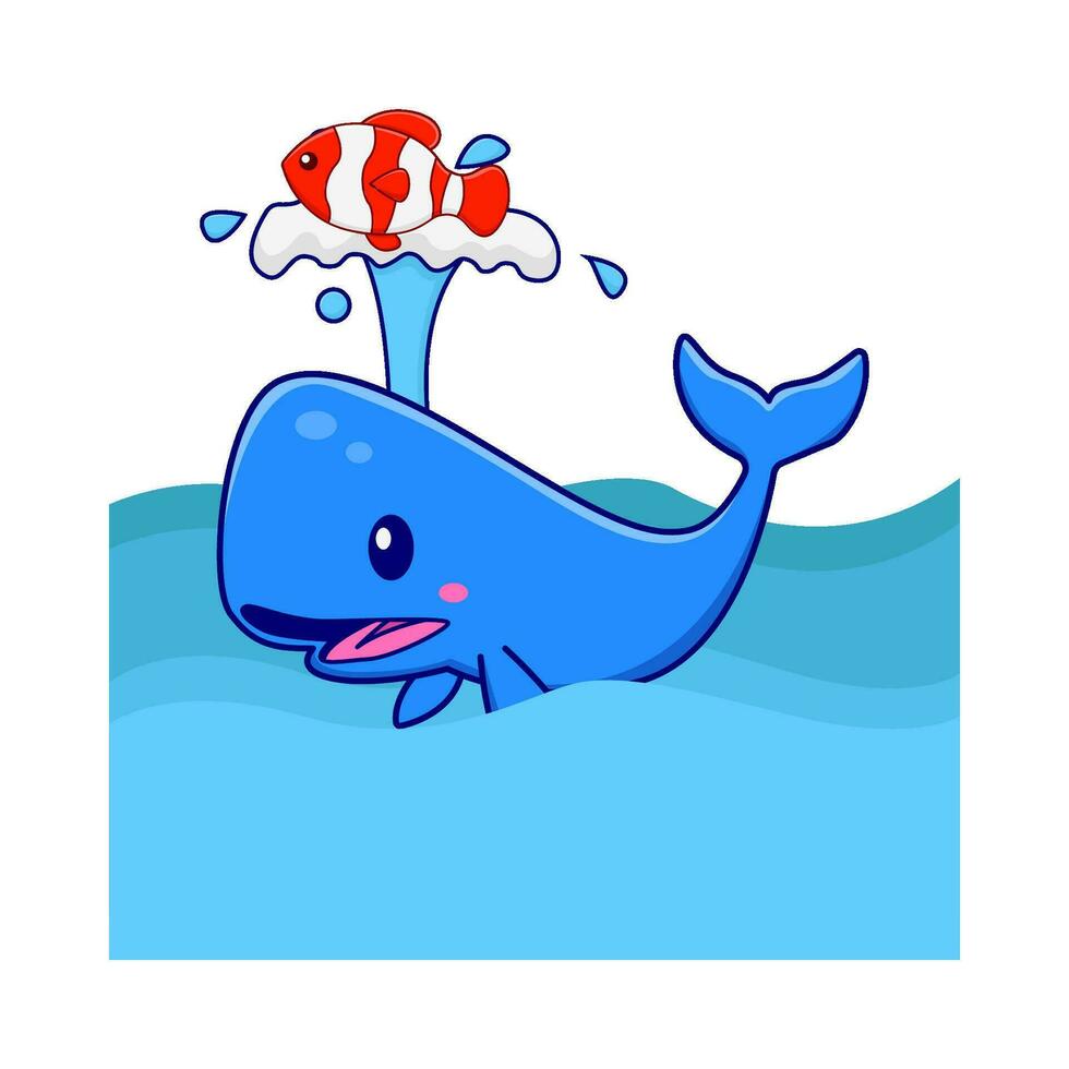 whale with fish in swimming pool  illustration vector