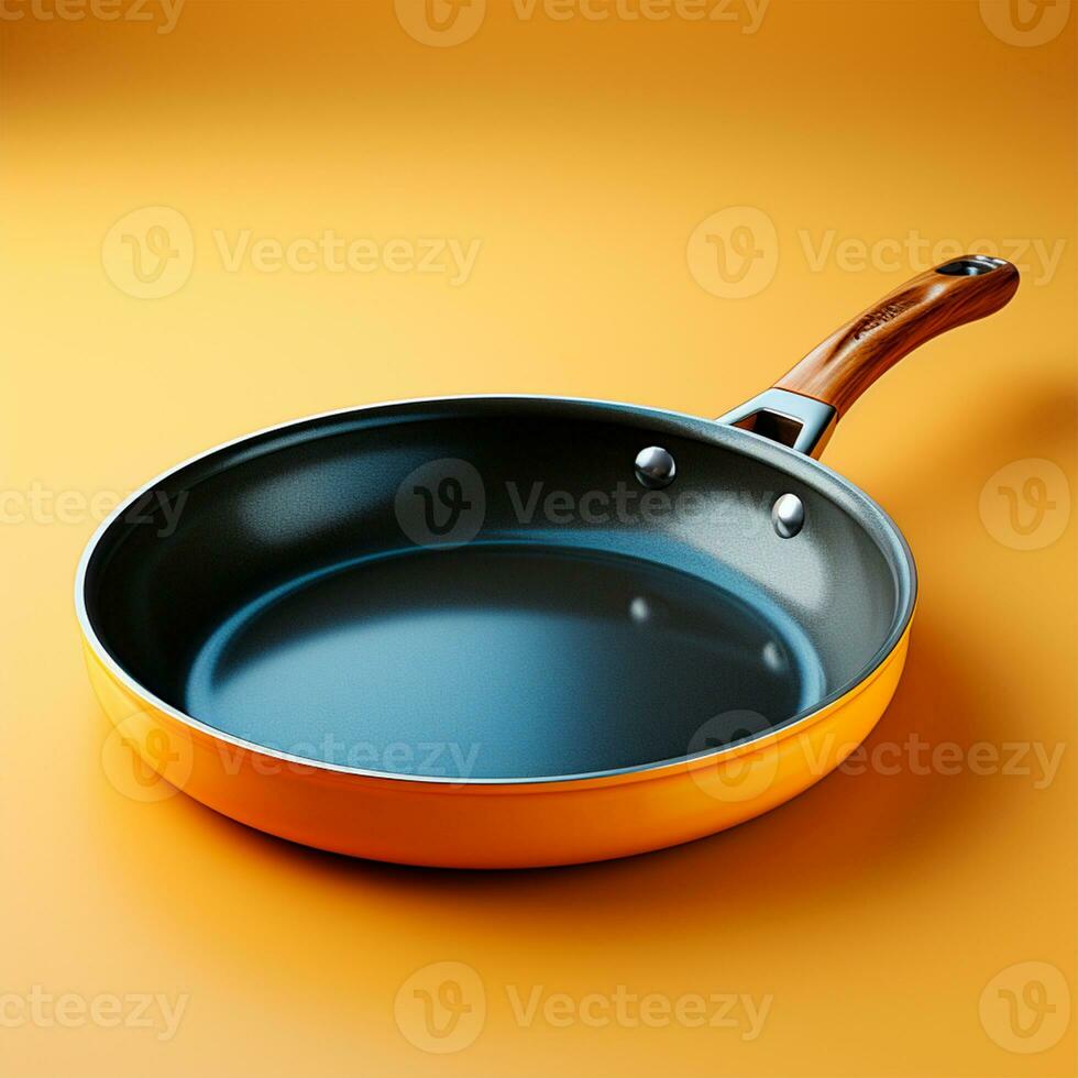 AI generated Empty bright frying pan on isolated background, Top view - AI generated image photo