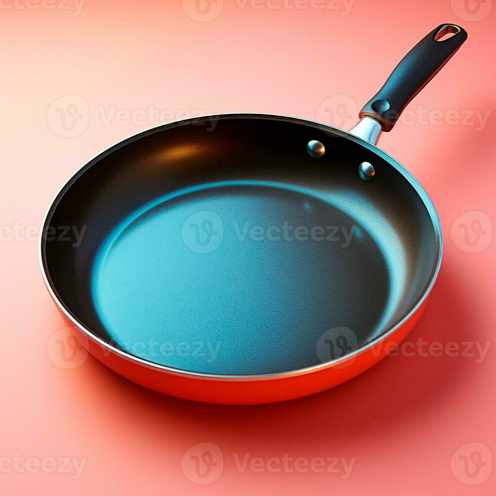 AI generated Empty bright frying pan on isolated background, Top view - AI generated image photo