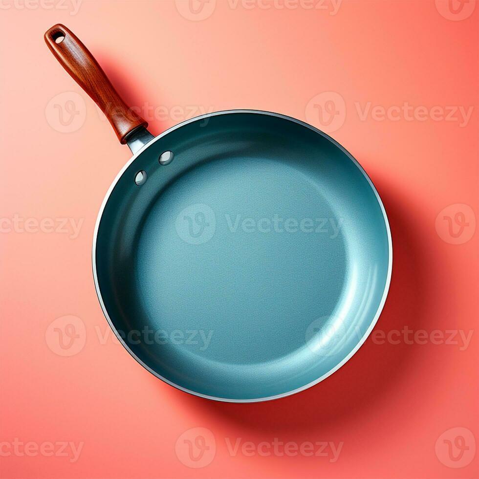 AI generated Empty bright frying pan on isolated background, Top view - AI generated image photo