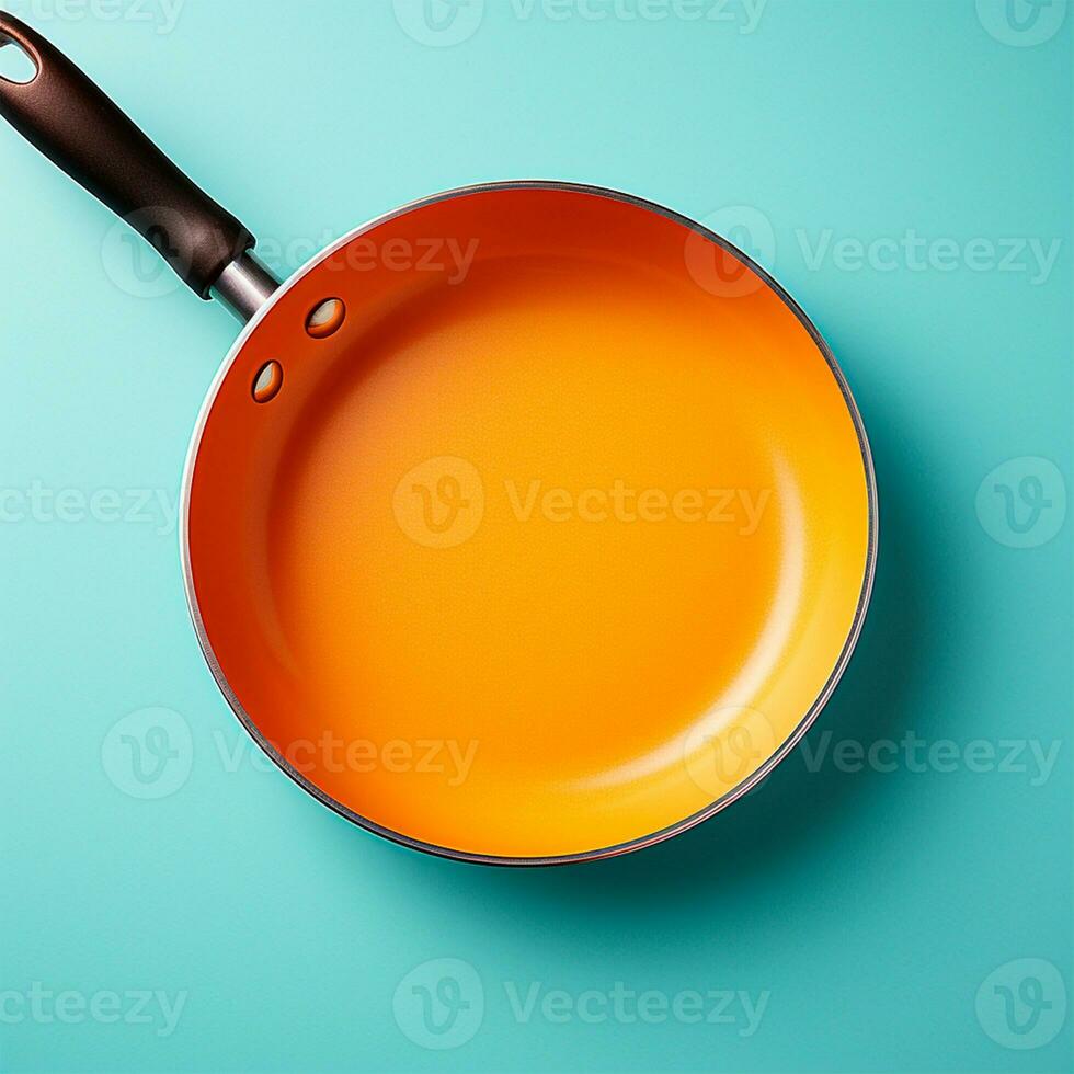 AI generated Empty bright frying pan on isolated background, Top view - AI generated image photo