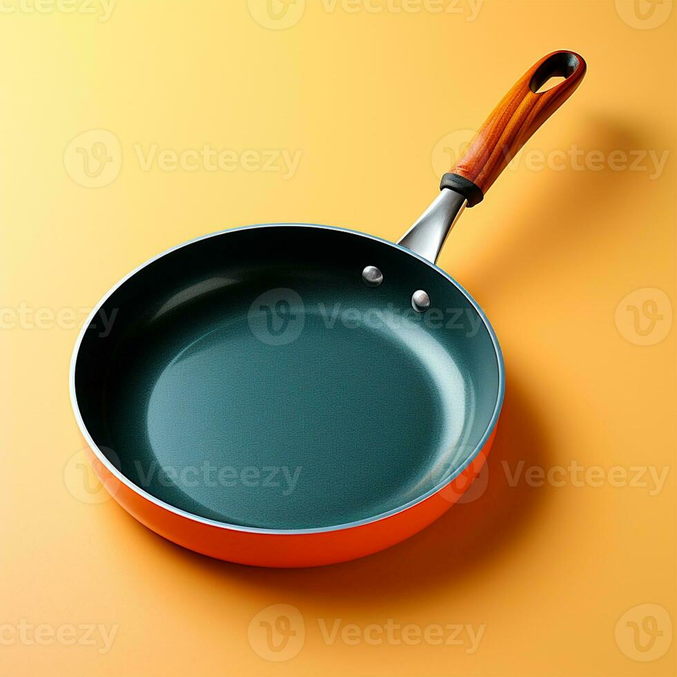 AI generated Empty bright frying pan on isolated background, Top view - AI generated image photo