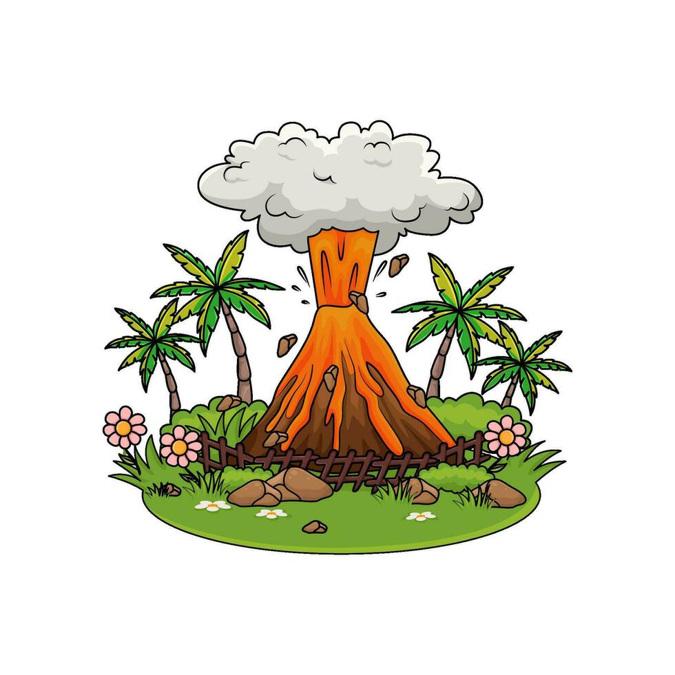 erupción en bosque ilustración vector