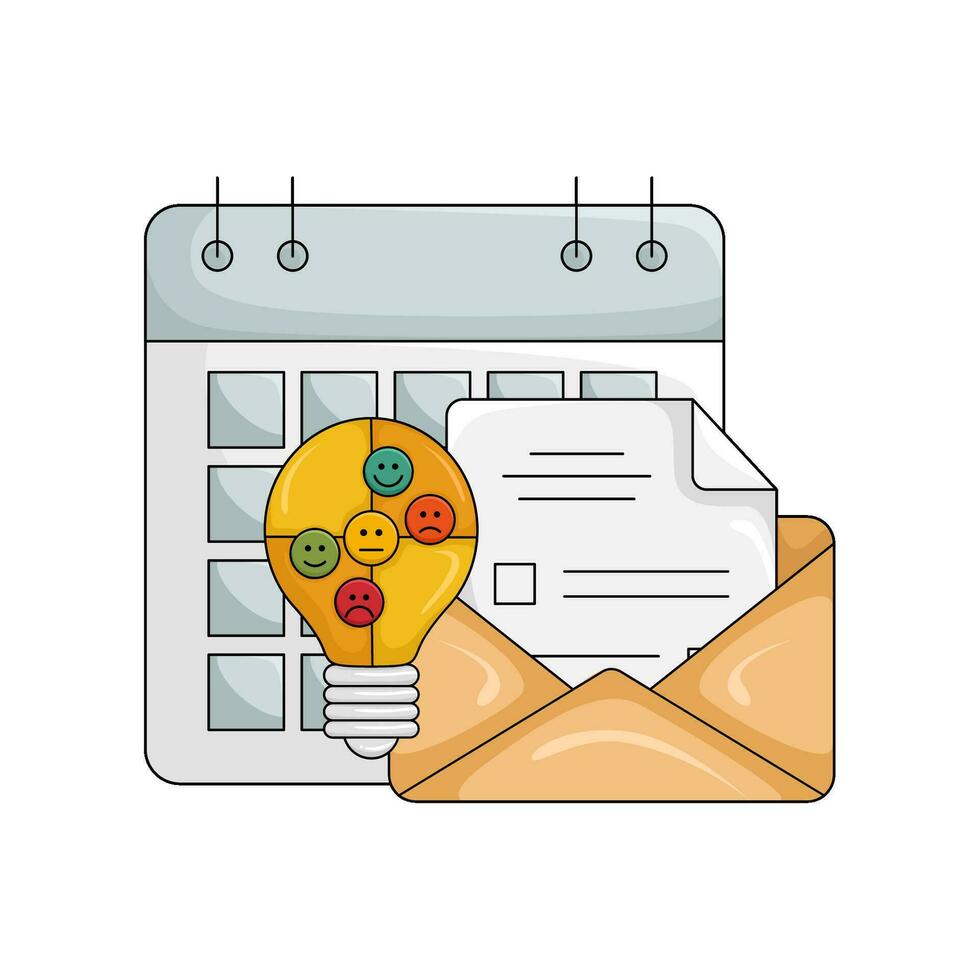 calendar, mail with lamp idea illustration vector