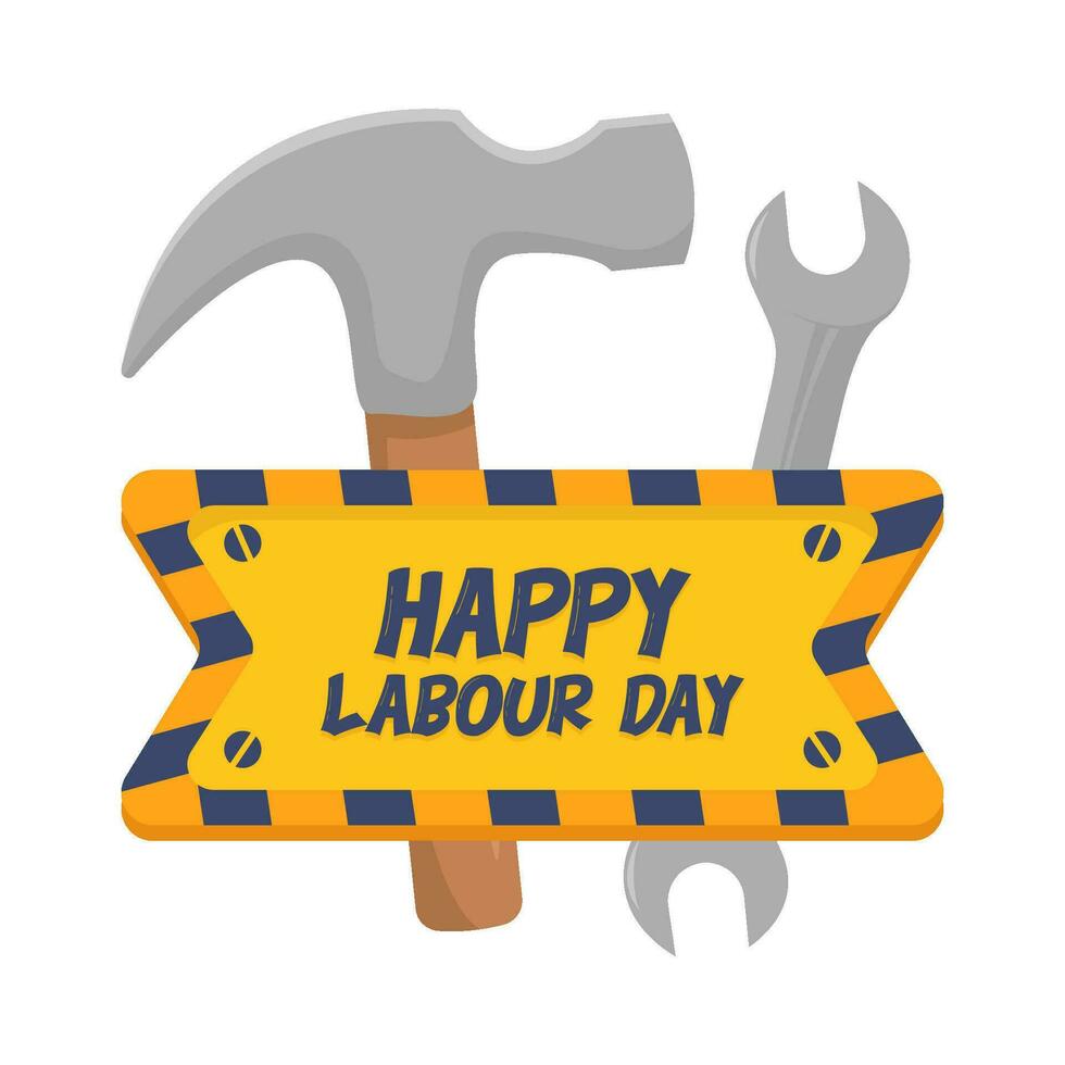 wrench tools, wrench tools with labour day ribbon illustration vector