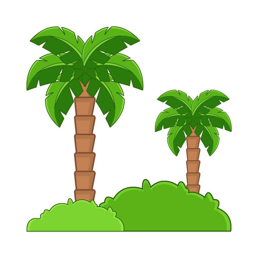 palm tree with grass illustration vector