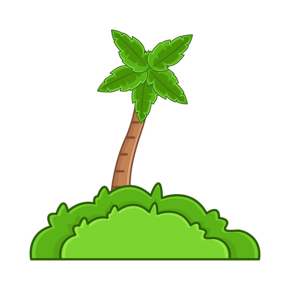 palm tree with grass illustration vector