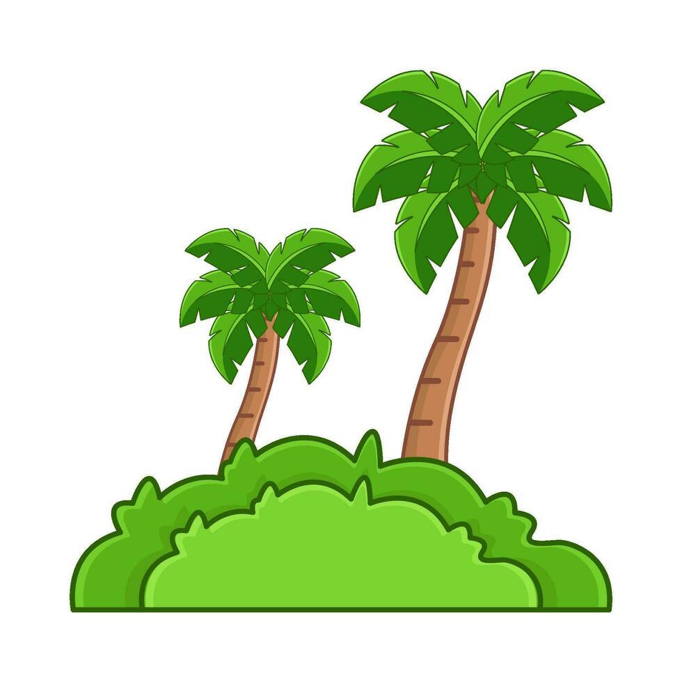 palm tree with grass illustration vector