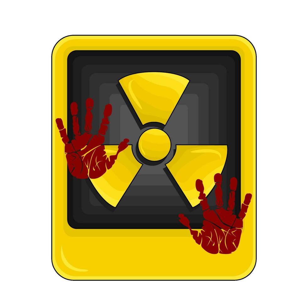 radioactive board with palm prints blood illustration vector