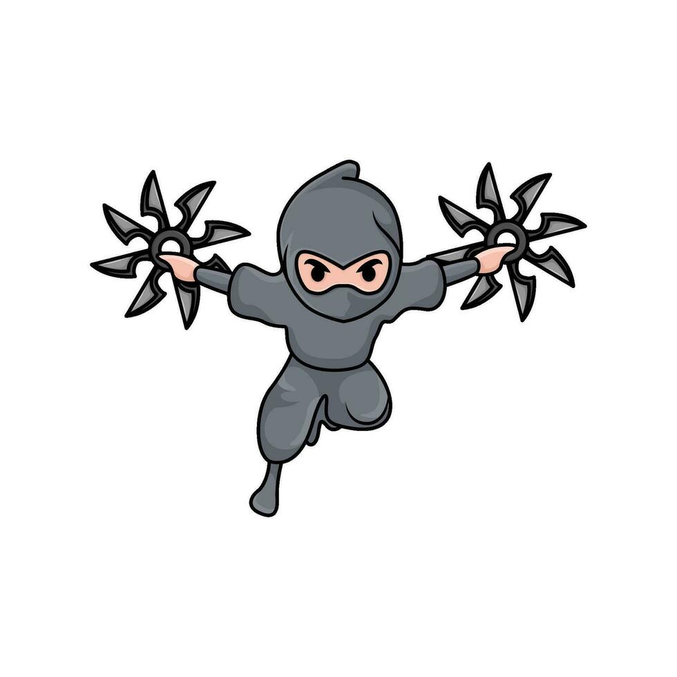 shuriken in hand ninja illustration vector