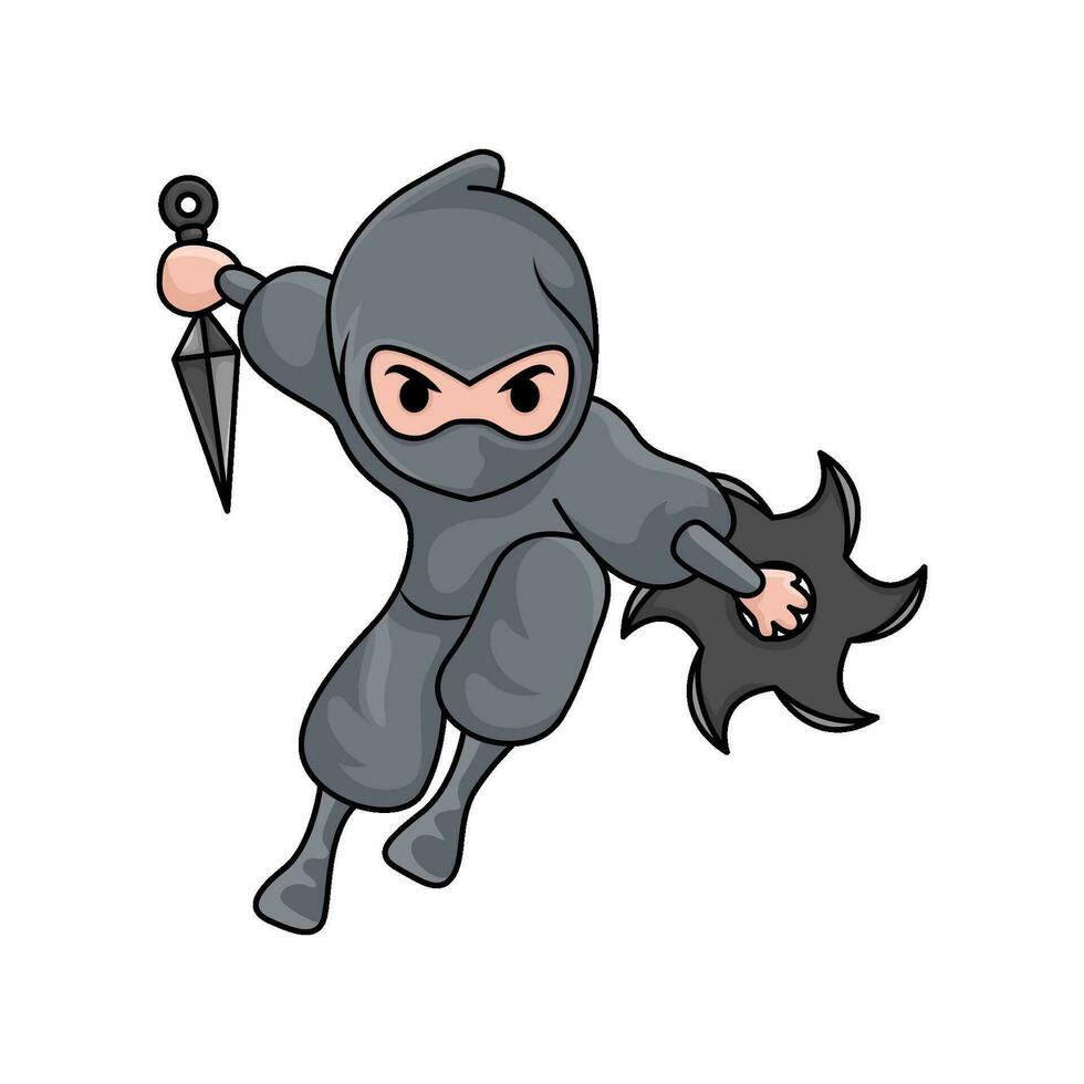 kunai with shuriken in ninja illusration vector