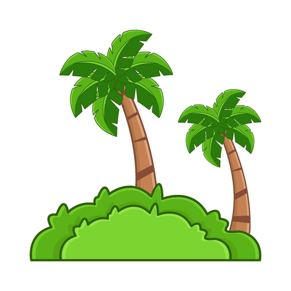 palm tree with grass illustration vector