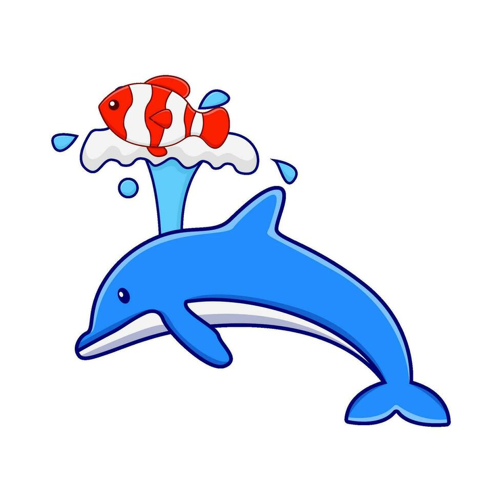 whale with fish illustration vector