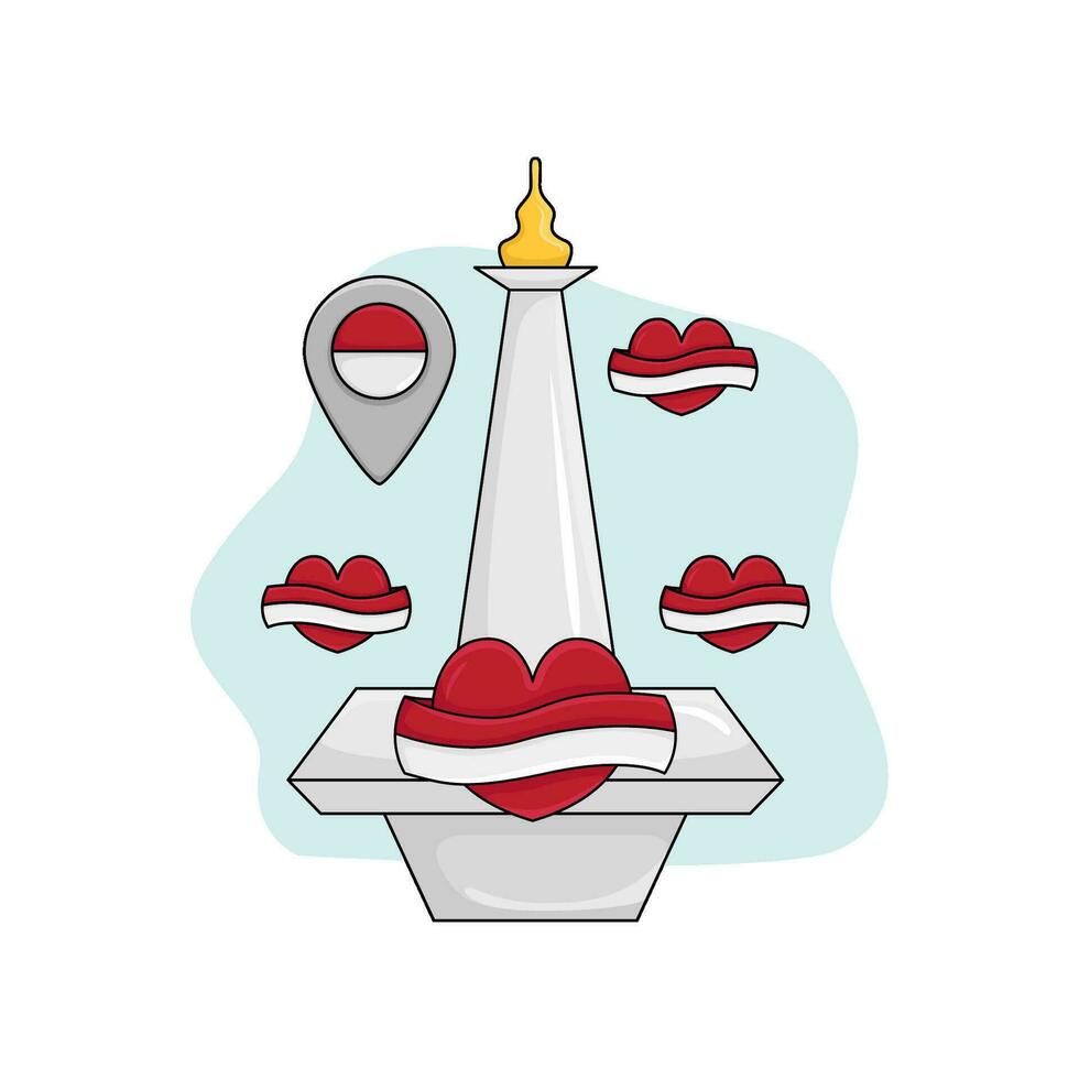 monas with love indonesia illustration vector
