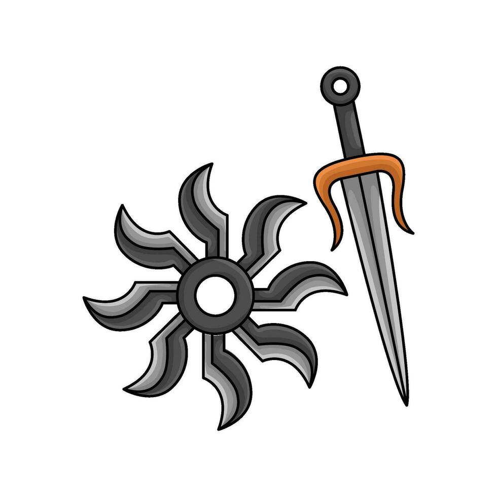 sword with shuriken illustration vector
