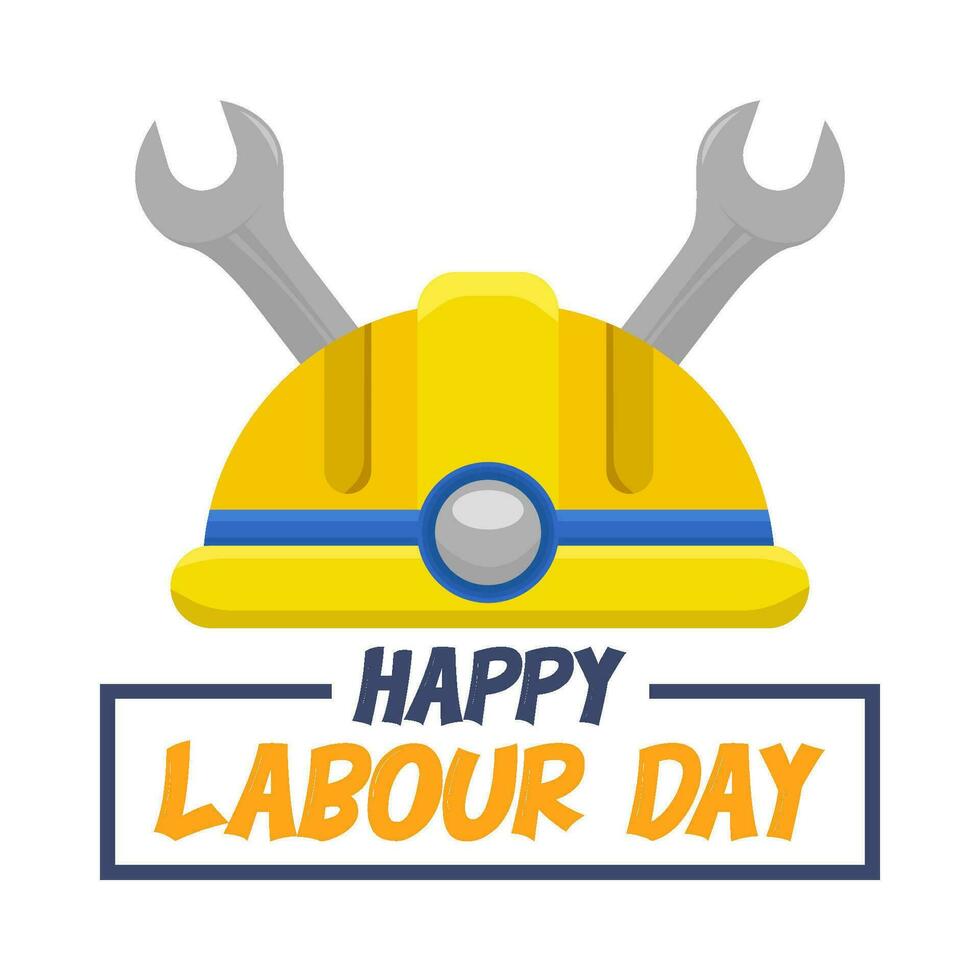 happy labour day, helmet with wrench tools illustration vector