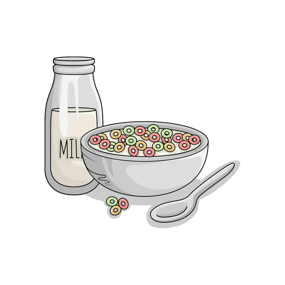 trigo polvo, Leche con cereal ilustración vector