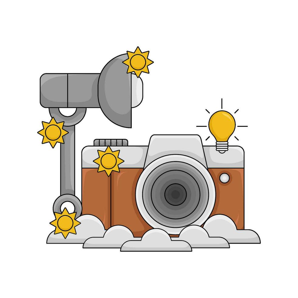 camera photo, brightness with lightning illustration vector