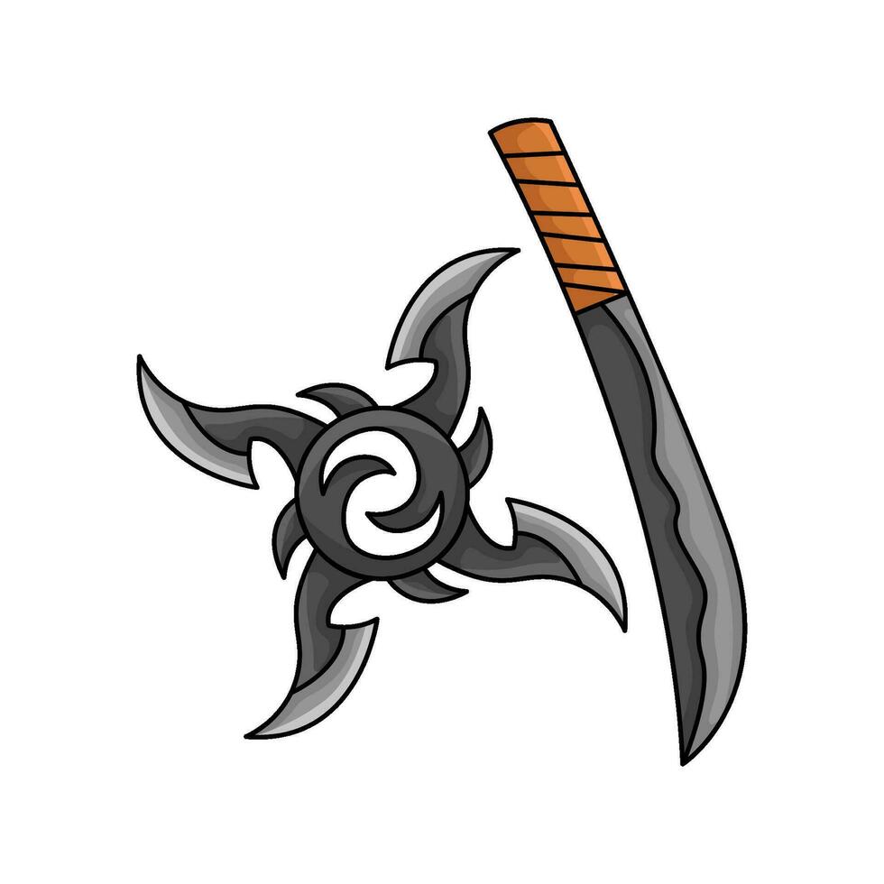 shuriken con samurai ilustración vector