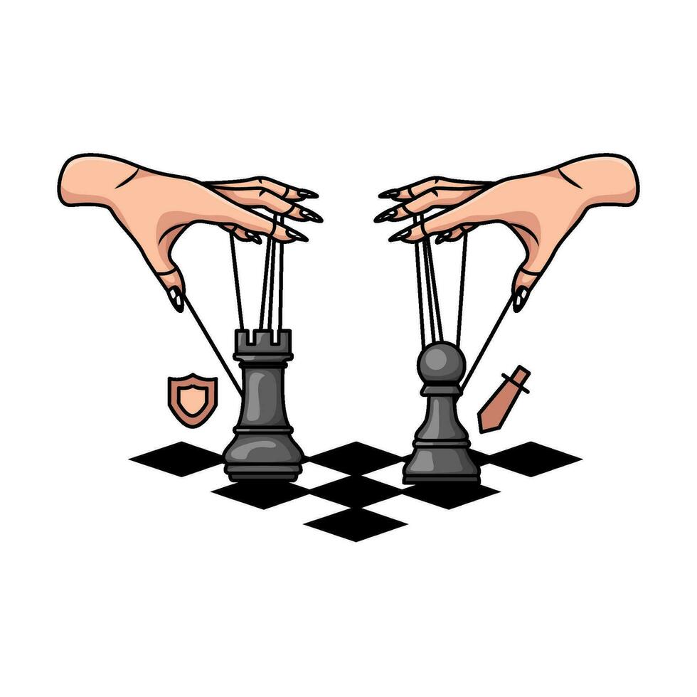 playing chess in chess board illustration vector