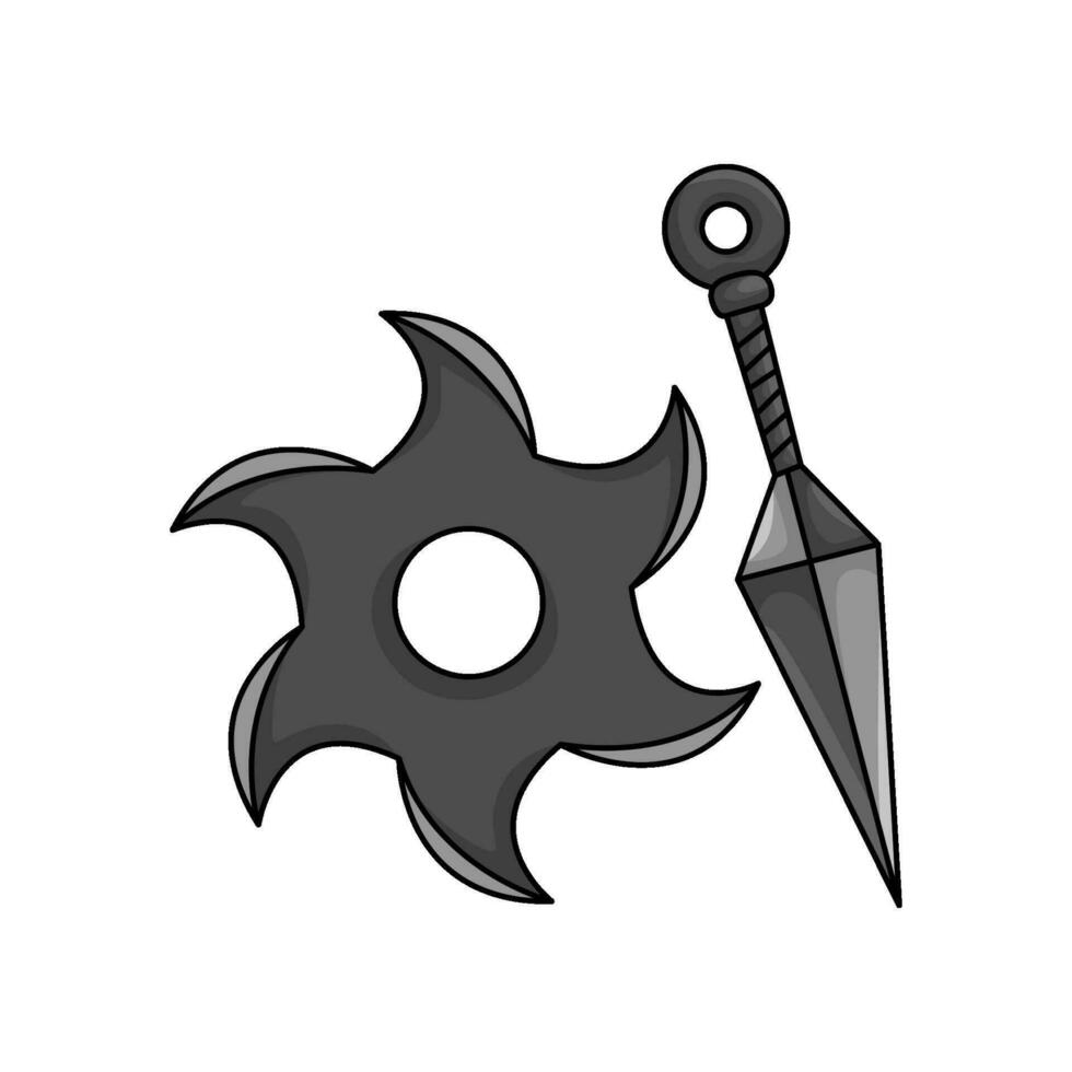 kunai con shuriken ilustración vector