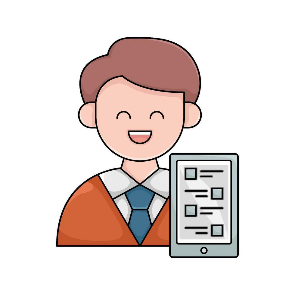 investor with task list in mobile phone illustration vector