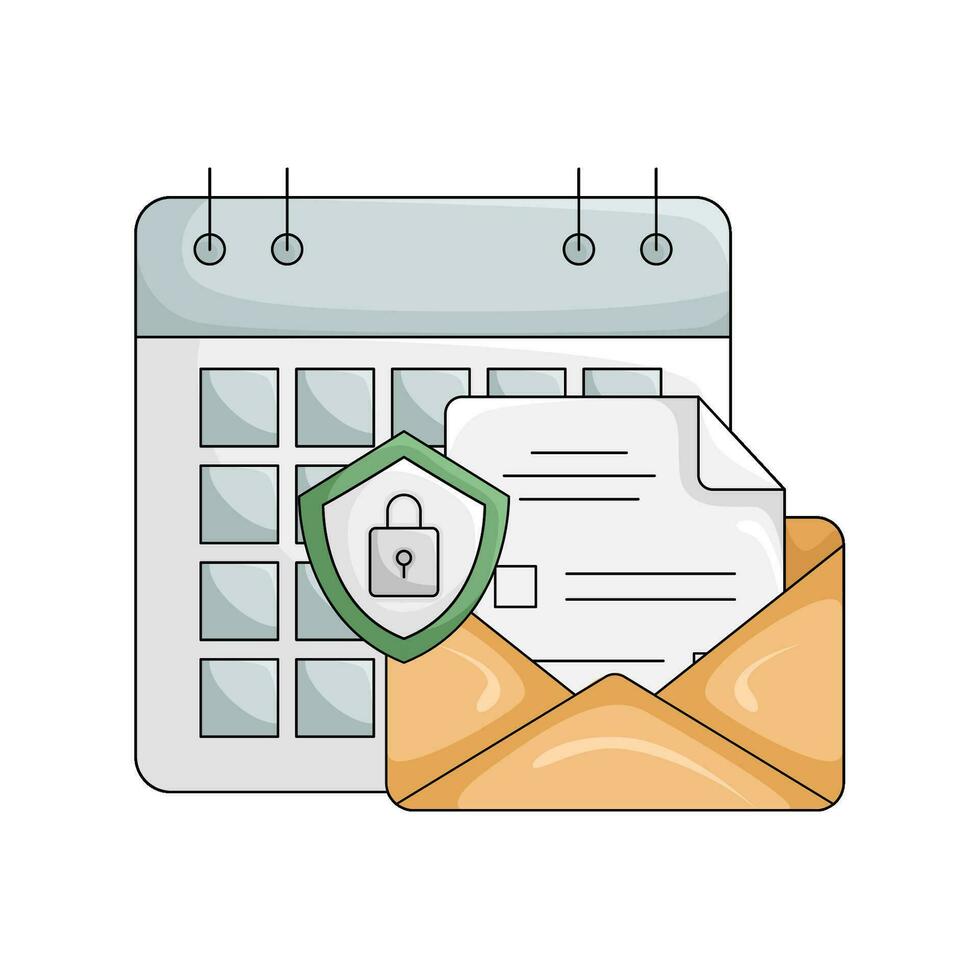 mail, protection with calendar illustration vector
