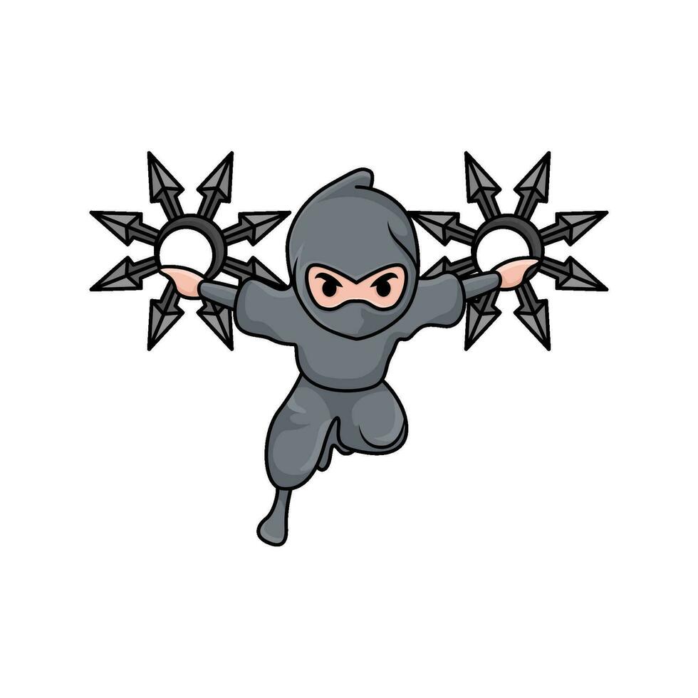 shuriken en mano ninja ilustración vector