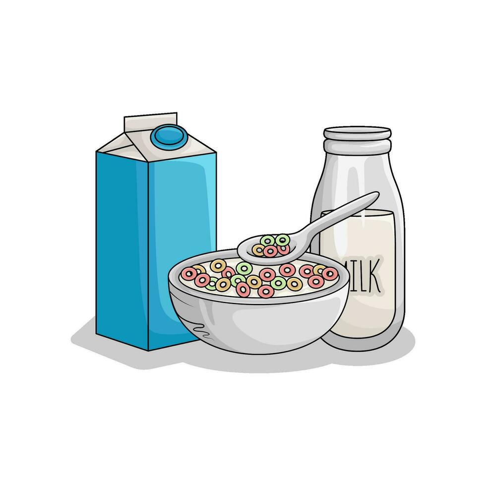 wheat powder, milk with cereal illustration vector
