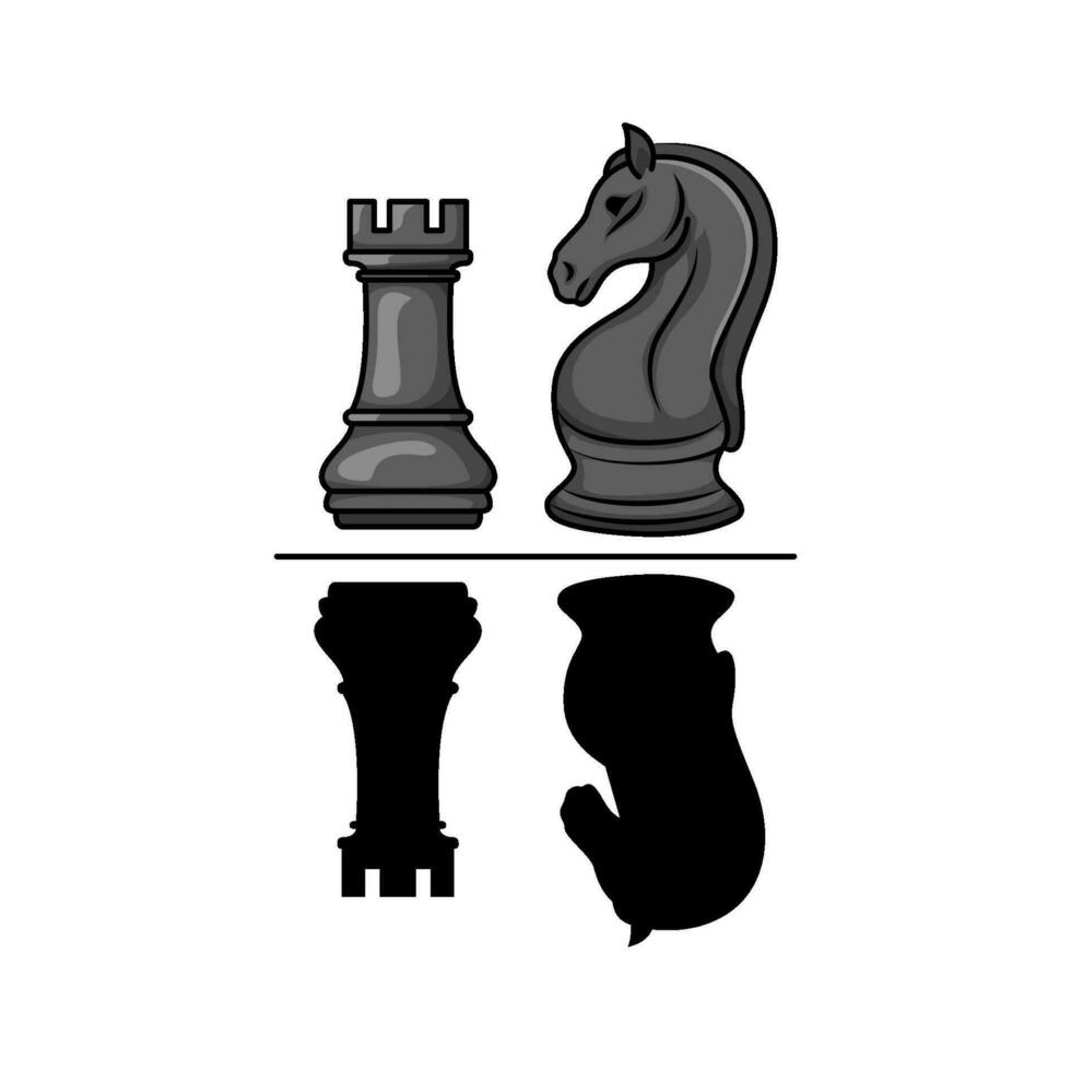 chess rook with knight illustration vector