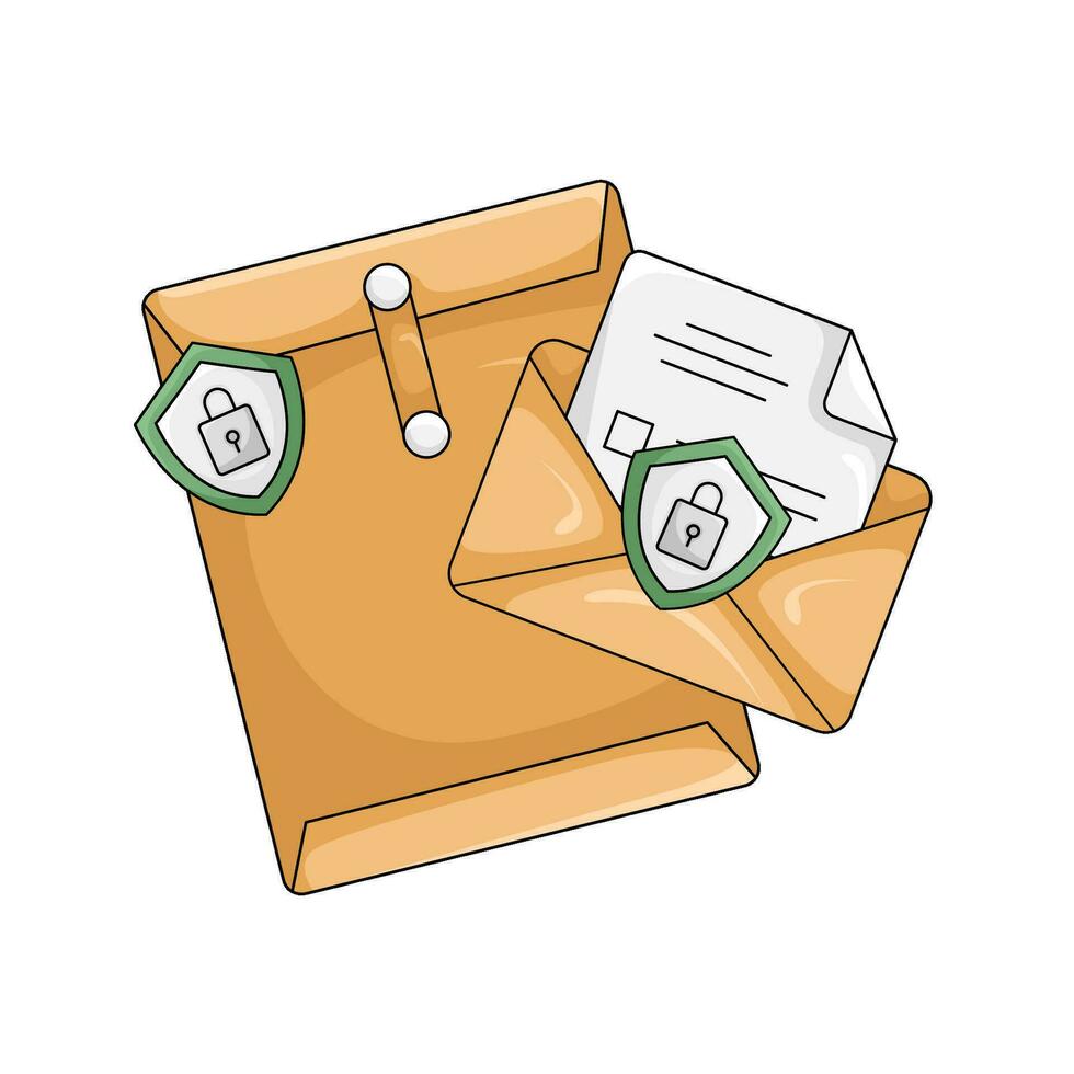 correo, proteccion con sobre ilustración vector