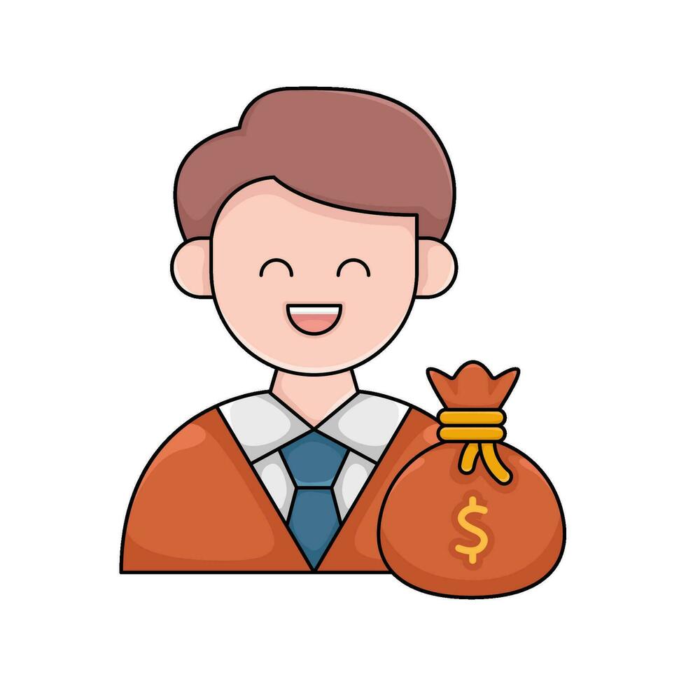 investor with money bag illustration vector