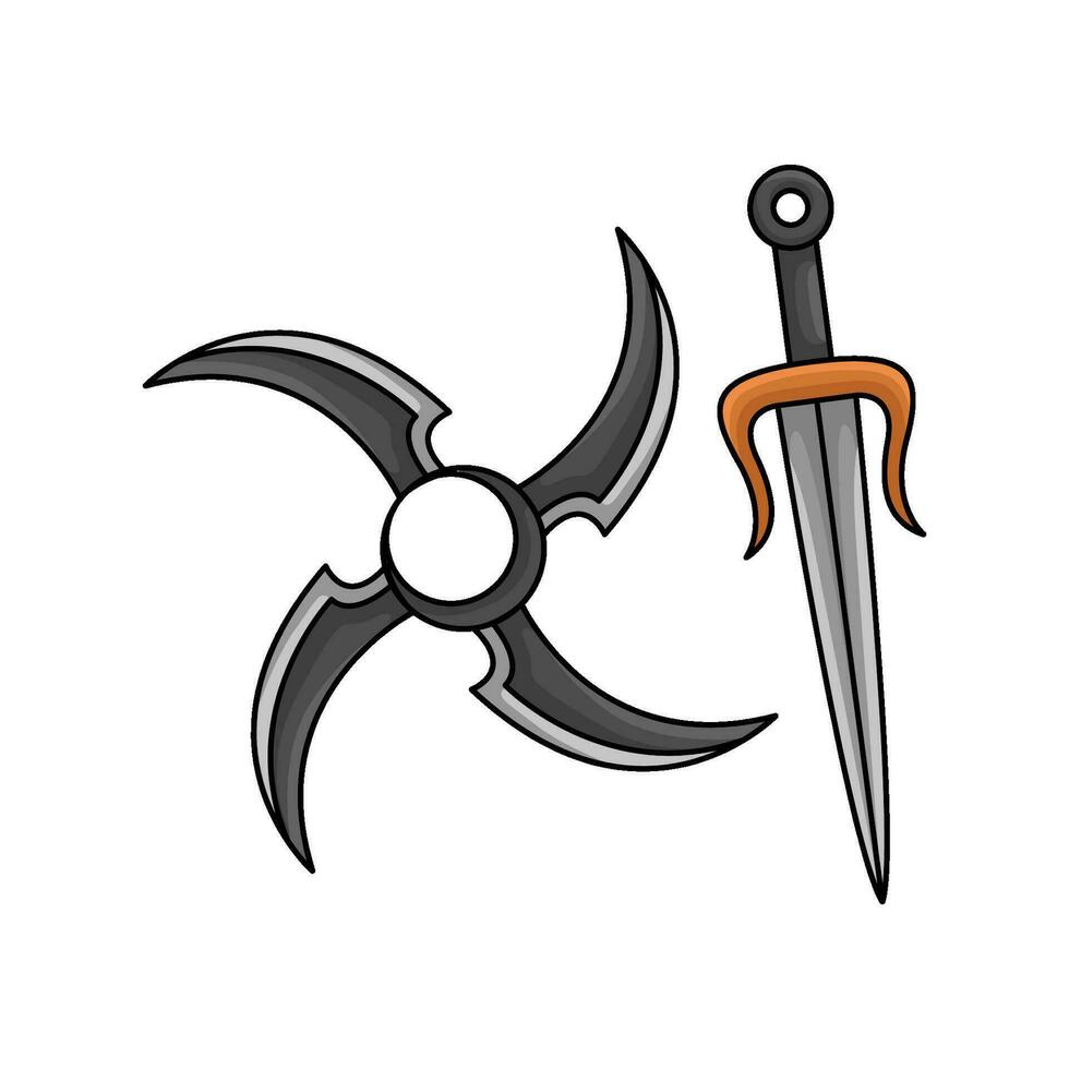 sword with shuriken illustration vector