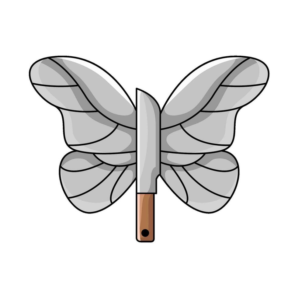 cuchillo con mariposa ilustración vector