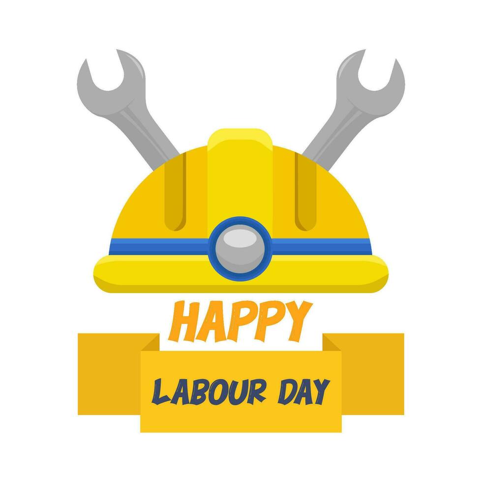 helmet, labour day with wrench tools illustration vector