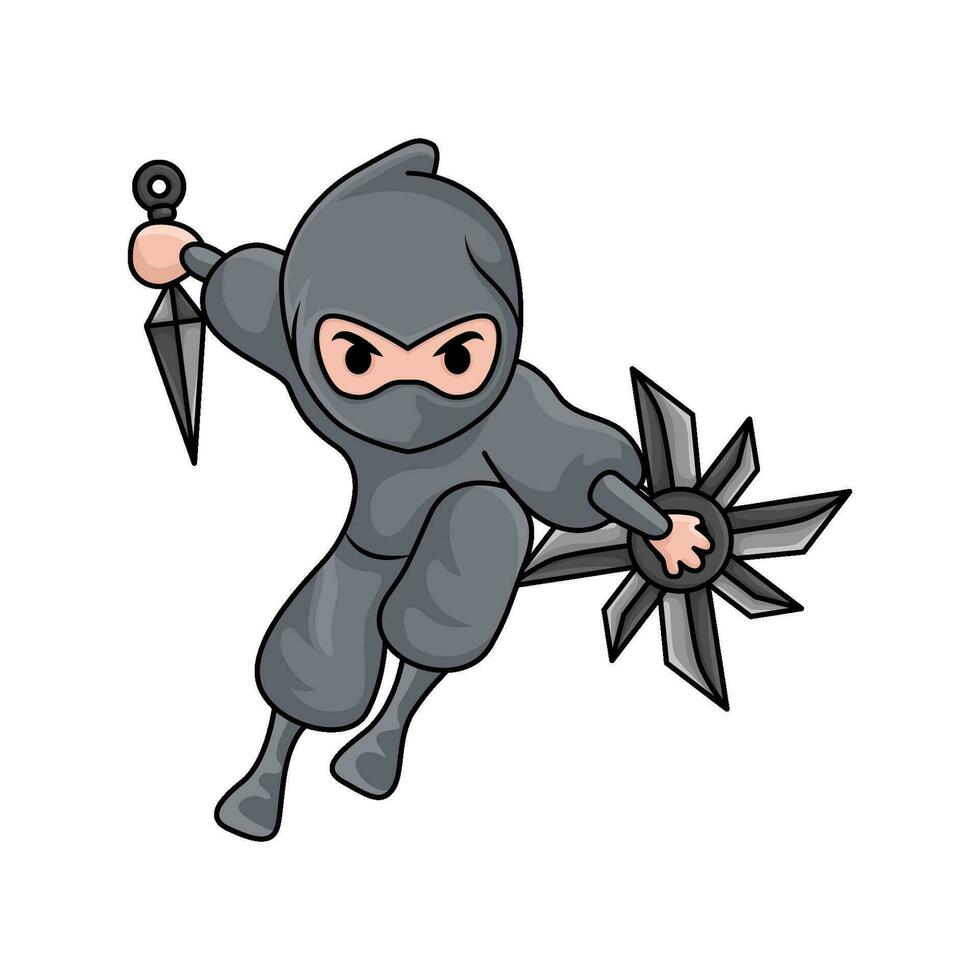 kunai with shuriken in ninja illusration vector