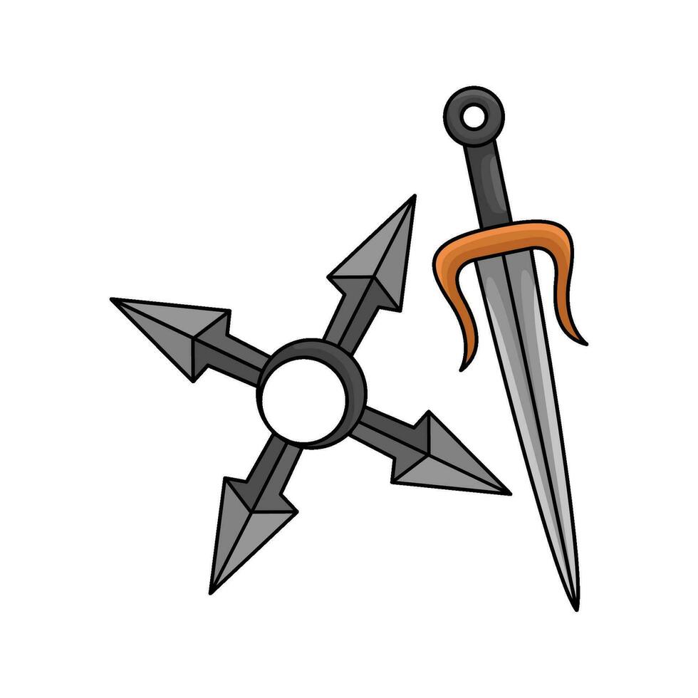 sword with shuriken illustration vector