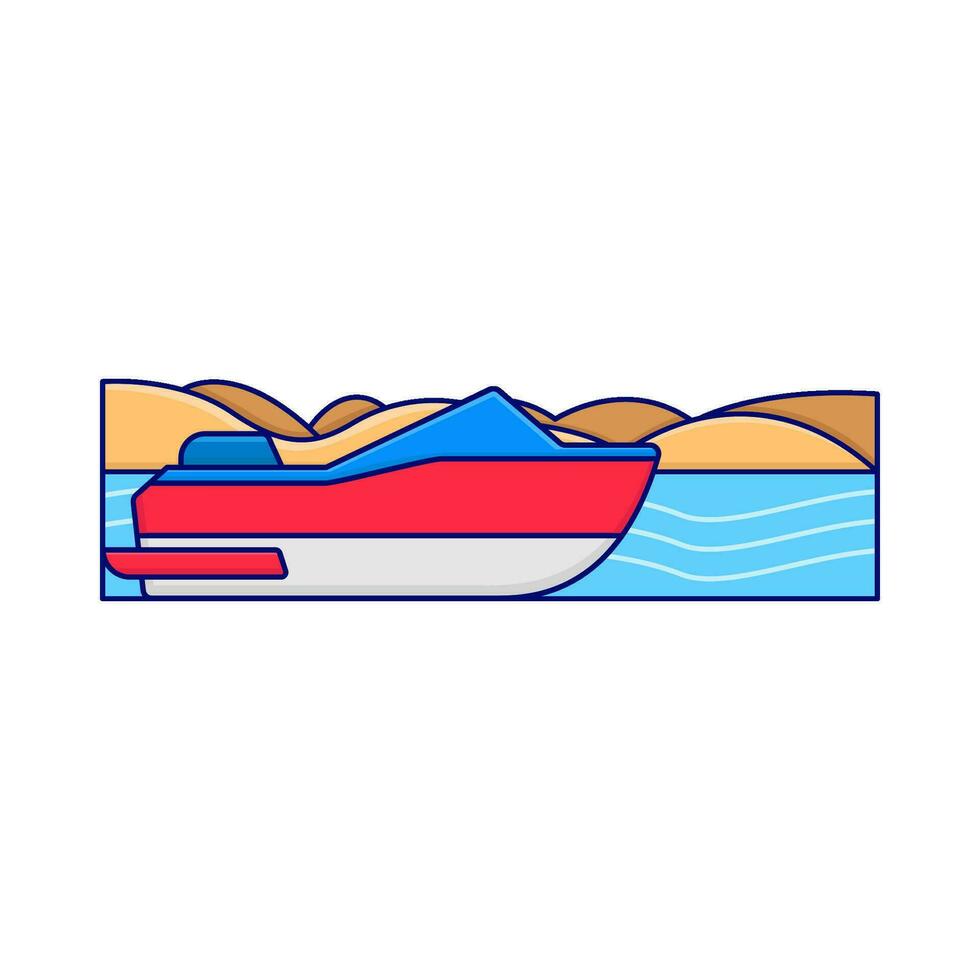 barco en playa ilustración vector