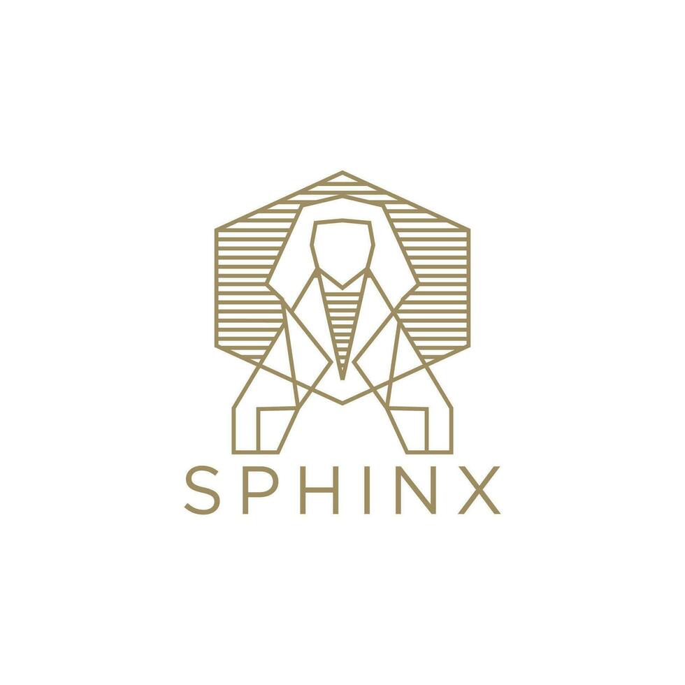 Sphinx luxury Egyptian landmark logo icon line template flat vector ...