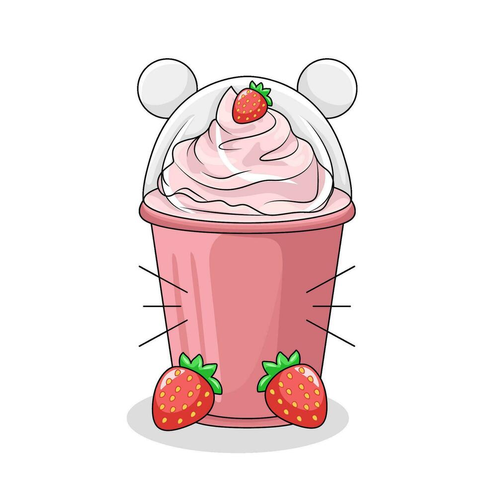ice cream strawberry illustration vector