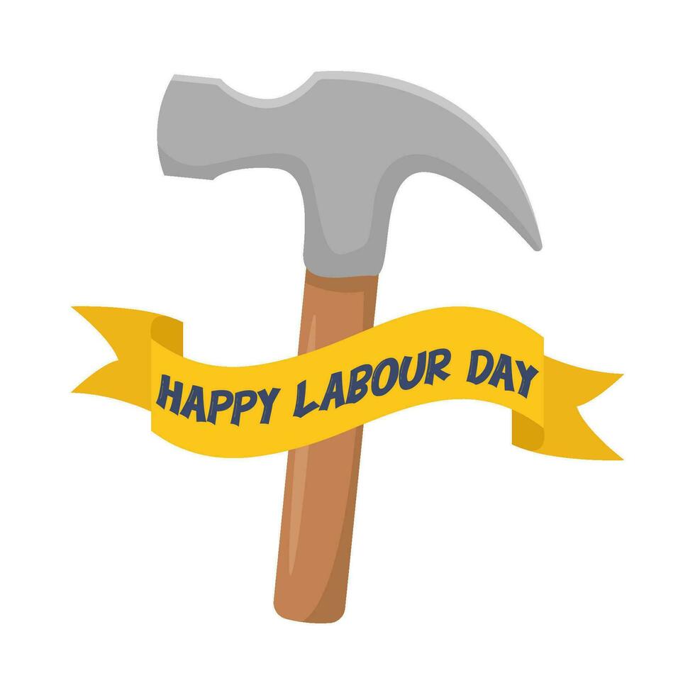 hammer with happy labour day illustration vector