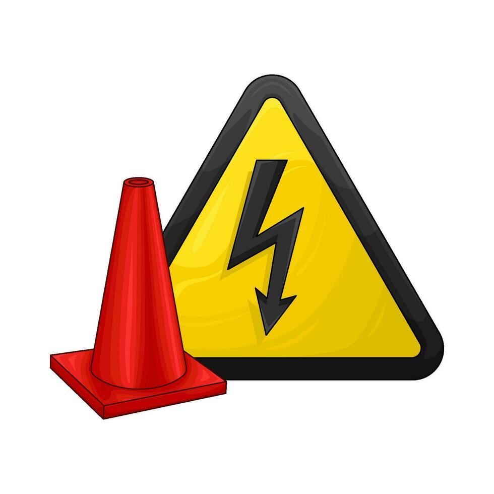 down arrow in board with trafic cone illustration vector