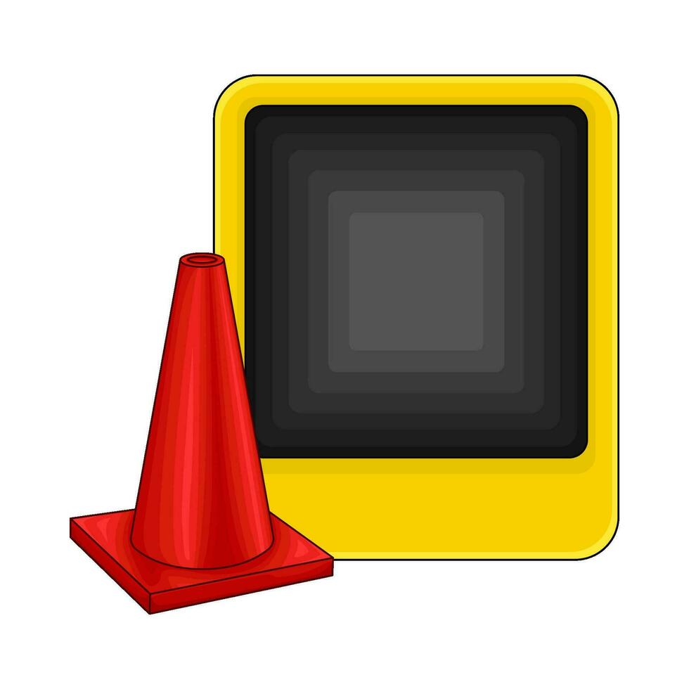 caution board with trafic cone illustration vector