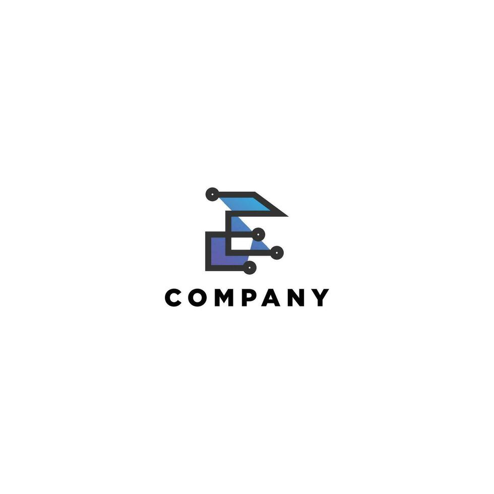 Letter E technology logo, Bio tech Connect Dots Science Technology Logo Design Vector