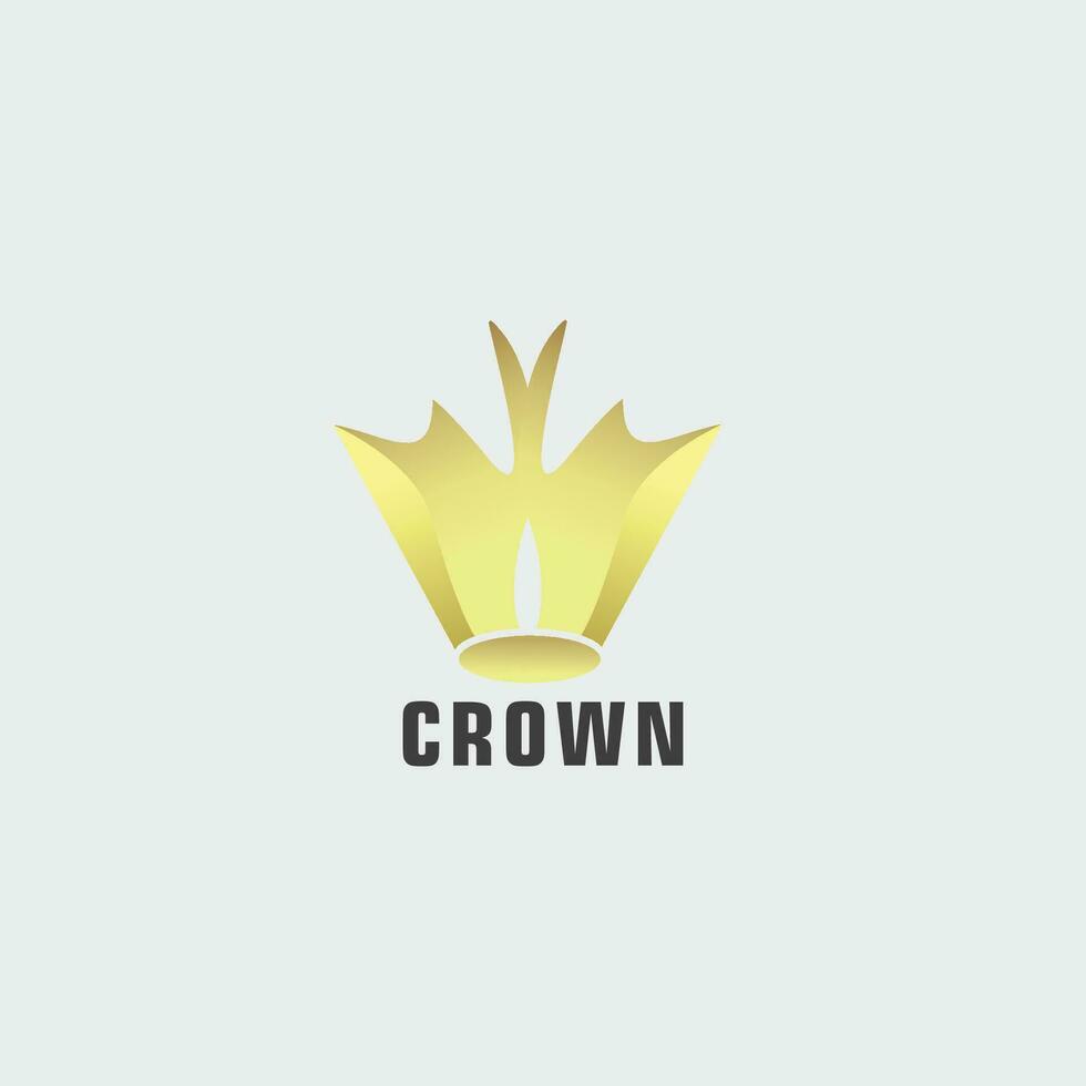 Premium style abstract gold crown logo symbol. Royal king icon. Modern luxury brand element sign. Vector illustration.