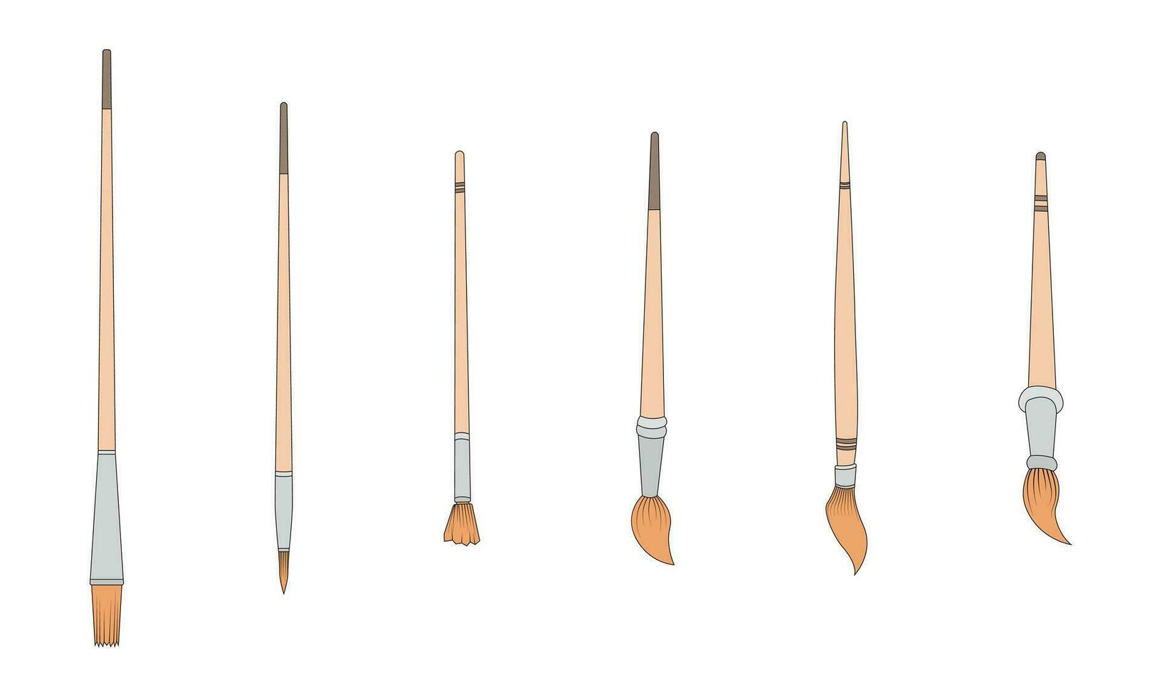 Collection of flat design painting brushes. Vector illustration