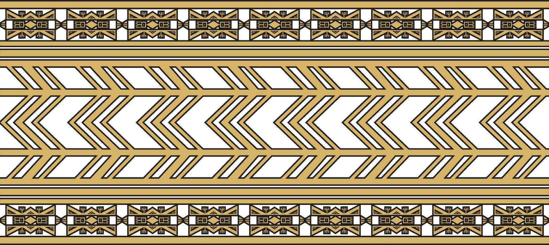 Native American vector gold seamless pattern. Endless Aztec, Maya, Inca ornament. Drawing for border and frame
