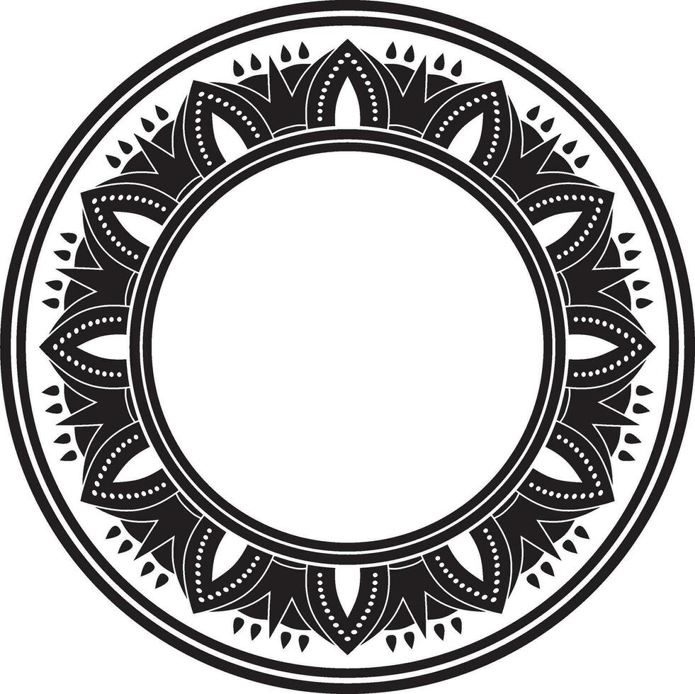 Vector round black monochrome Egyptian ornament. Endless circle border, ancient Egypt frame