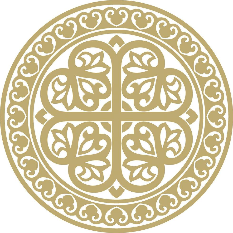 Vector golden round ancient Byzantine ornament. Classical circle of the Eastern Roman Empire, Greece. Pattern motifs of Constantinople